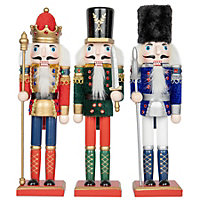 30cm Wooden Nutcrackers Figures Christmas Ornament 3Pcs Set