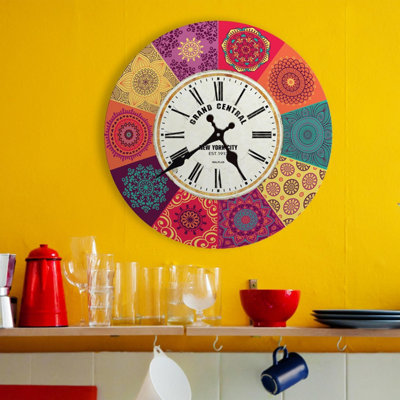 30cm x 30cm Colourful Mandala Clock