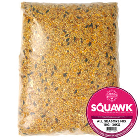 30kg SQUAWK All Seasons Wild Bird Food Mix - Year Round Quality Garden Feed