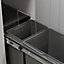 30L Dark Grey Pull Out Kitchen Waste Recycling Bin for 300mm Cabinet Base Mounted