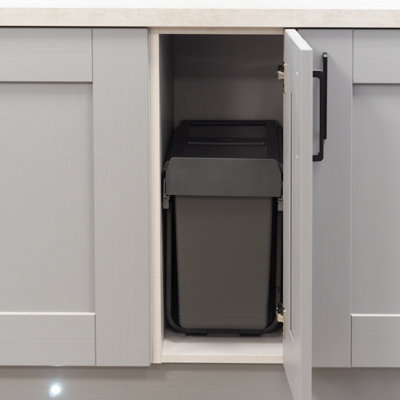 30L Dark Grey Pull Out Kitchen Waste Recycling Bin for 300mm Cabinet Base Mounted