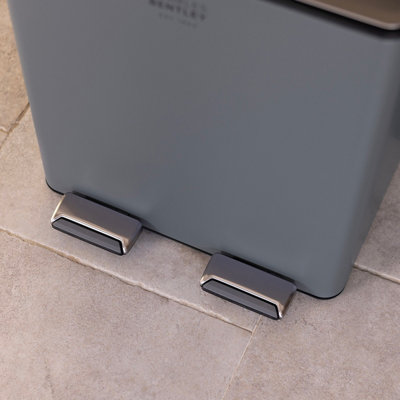 30L Double Compartment Grey Kitchen Bin Rubbish Waste Pedal Bin - 3