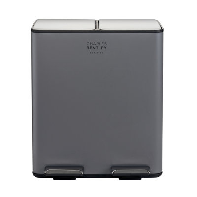 30L Double Compartment Grey Kitchen Bin Rubbish Waste Pedal Bin - 5