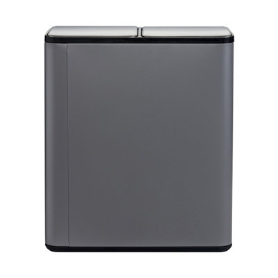 30L Double Compartment Grey Kitchen Bin Rubbish Waste Pedal Bin - 8