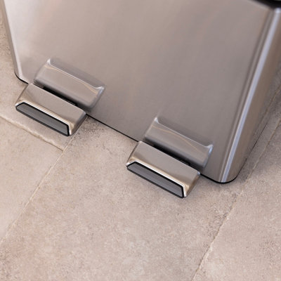 30L Double Compartment Kitchen Bin Stainless Steel Rubbish Pedal - 4