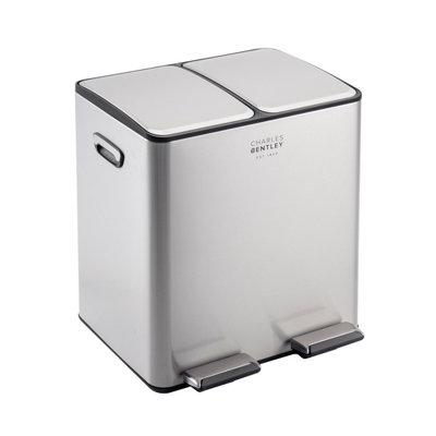 30L Double Compartment Kitchen Bin Stainless Steel Rubbish Pedal - 5