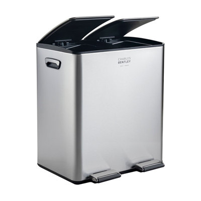 30L Double Compartment Kitchen Bin Stainless Steel Rubbish Pedal - 6