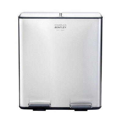 30L Double Compartment Kitchen Bin Stainless Steel Rubbish Pedal - 8