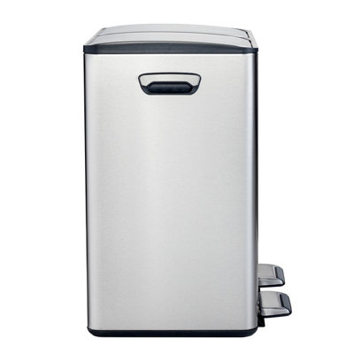 30L Double Compartment Kitchen Bin Stainless Steel Rubbish Pedal - 9