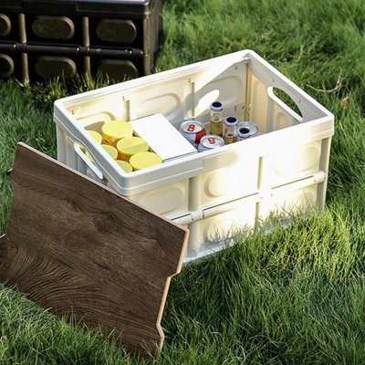 30L Folding Storage Boxes With Lid Plastic Box Collapsible Stackable ...