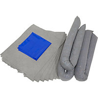 30L Spill Control Kit - 15x Fluid Spillage Pads & 3x Absorbent Sock - Oil Fuel