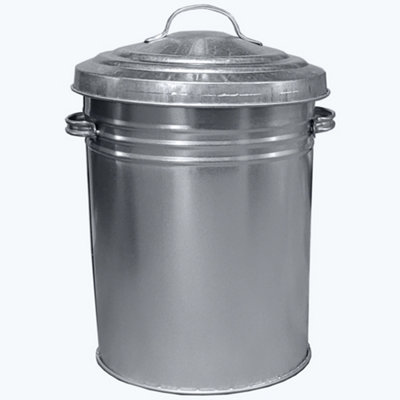 30L Steel Bin with Lid - Smooth Sided Strong Metal Ash Bin Log Bin or Animal Feed Bin 50cm