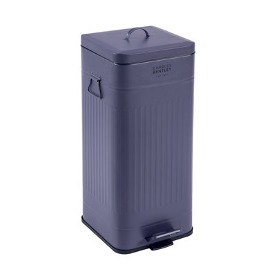 30L Steel Square Retro Kitchen Pedal Waste Bin Dark Blue - 5