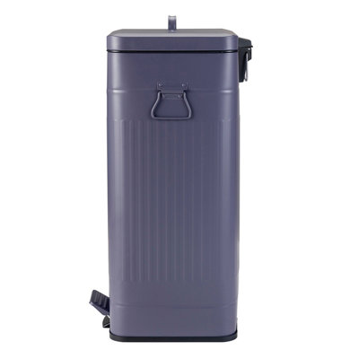 30L Steel Square Retro Kitchen Pedal Waste Bin Dark Blue - 7