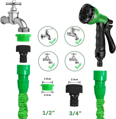 LINZI Expandable Garden Water Hose 30M 100FT Magic Hose Double Latex Inner Hose Flexible No Kink + Plastic Connectors + 7 Function Spray Gun