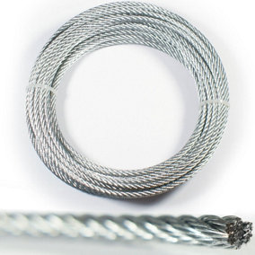 30m 2mm Wire Rope Lashing Cable Zinc Plated Steel Stranded Metal Hoist Line