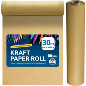 30m Brown Paper Roll - 400mm - 80gsm Kraft Paper - Brown Wrapping Paper Roll - Brown Parcel Paper - Kraft Wrapping Paper