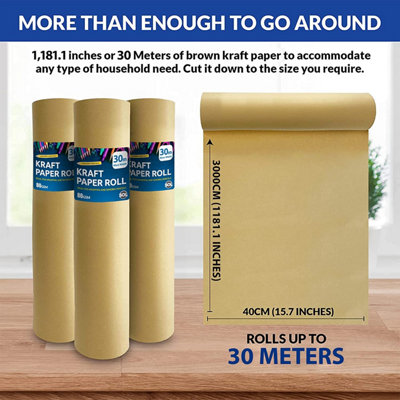 30m Brown Paper Roll - 400mm - 80gsm Kraft Paper - Brown Wrapping Paper ...