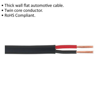 30M Flat Twin Automotive Cable - 8.75 Amps - Thick Walled - Twin Core ...