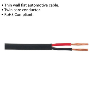 30m Flat Twin Automotive Cable - 8.75 Amps - Thin Walled - Twin Core ...