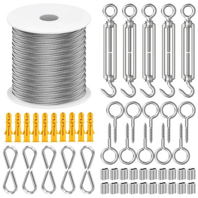 30M Garden Wire , Stainless Steel Cable Rope Kit W/Turnbuckle Wire ...