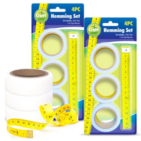 30m Hemming Tape and  2x 150cm Measuring Tape, 40mm No Sewing Tape Roll Adhesive Fabric Fusing Tape, Tape For Curtains