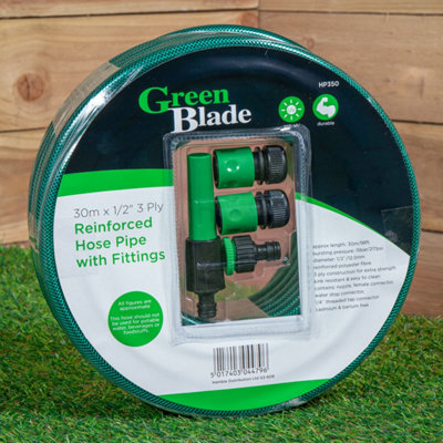 30m Reinforced Kink Resistant Garden Hose Pipe with Connectors