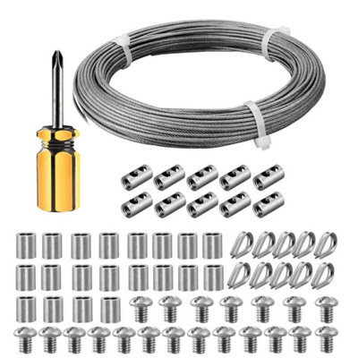 30M Stainless Steel Garden Wire Rope Kit Cable Wire Rope Catenary Wire Kit