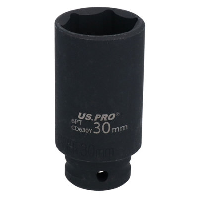 30mm 1/2" Drive Double Deep Metric Impact Socket Single Hex By BERGEN AT597