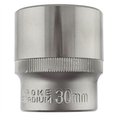 30mm 1/2in Dr Socket Super Lock Metric Shallow CRV Knurl Grip 6 Point
