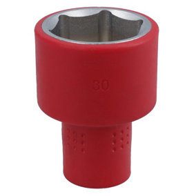 30mm 1/2in drive VDE Insulated Shallow Metric Socket 6 Sided Single Hex 1000 V