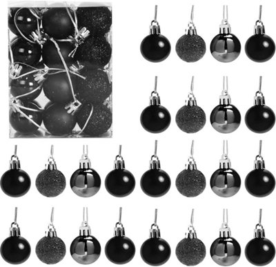 30mm/12Pcs Christmas Baubles Shatterproof Black,Tree Decorations
