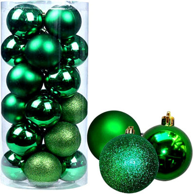 30mm/12Pcs Christmas Baubles Shatterproof Emerald Green,Tree