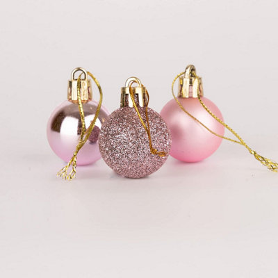 30mm/12Pcs Christmas Baubles Shatterproof Pale Pink,Tree Decorations