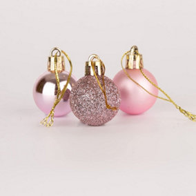 30mm/12Pcs Christmas Baubles Shatterproof Pale Pink,Tree Decorations