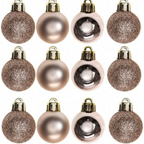 30mm/12Pcs Christmas Baubles Shatterproof Rose Gold,Tree Decorations