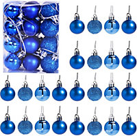 30mm/24Pcs Christmas Baubles Shatterproof Blue,Tree Decorations