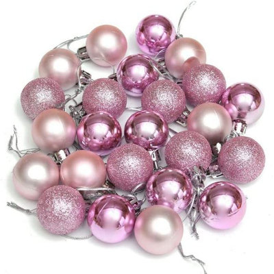 30mm/24Pcs Christmas Baubles Shatterproof Pale Pink,Tree Decorations Price Comparisons | Compare The Build