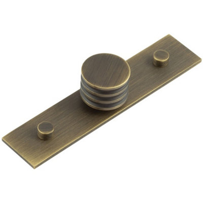 30mm Antique Brass Cupboard Knob with Grooved Design - Kitchen Cabinet Knob