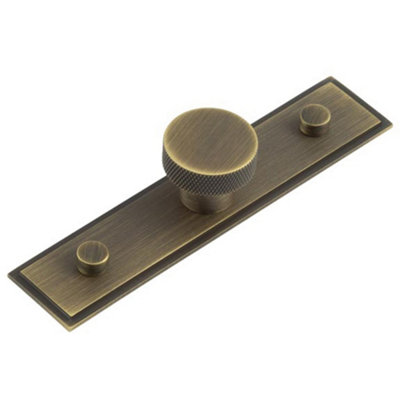 30mm Antique Brass Cupboard Knob with Stepped Backplate - Kitchen Cabinet Knob