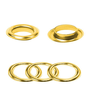 30mm Brass Eyelets with Washers, Rust-Proof Grommets, Gold - 10pcs