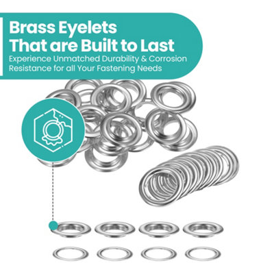 30mm Brass Eyelets with Washers, Rust-Proof Grommets, Silver - 10pcs