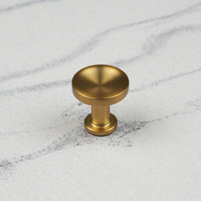 30mm Brushed Brass Gold Modern Grooved Cabinet Knob Handle Pull Cupboard Door Drawer Pulls Wardrobe Furniture Replacement Upcycle