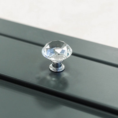 30mm Crystal/Polished Chrome Knob with Backplate