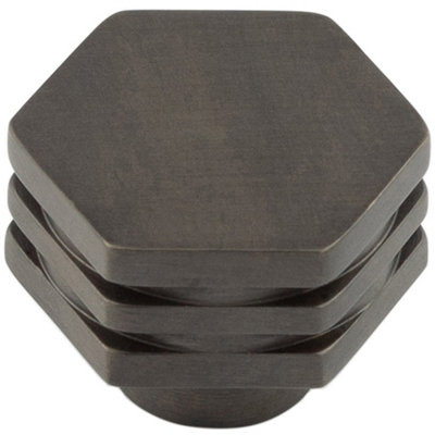 30mm Dark Bronze Cupboard Knob - Stylish Hex Design - Kitchen Cabinet Knob