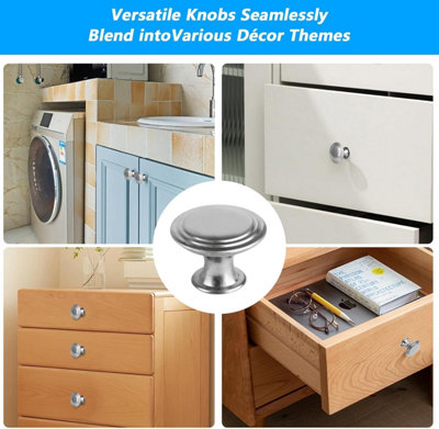 Mokife 6-Pack Black Matte Round Drawer Knobs – Aluminum Alloy Cabinet Handles With 2 Screw Sizes For 8-42mm Thick Furniture (25x20mm)
