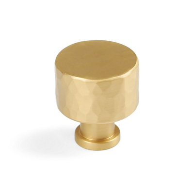 30mm Satin Brass Flat Hammered Knob