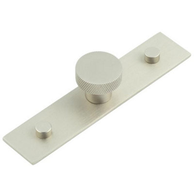 30mm Satin Nickel Cupboard Knob with Plain Backplate for Modern Interiors - Kitchen Cabinet Knob