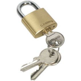 30mm Solid Brass Padlock 5mm Hardened Steel Shackle - 3 Keys Security Unit Lock