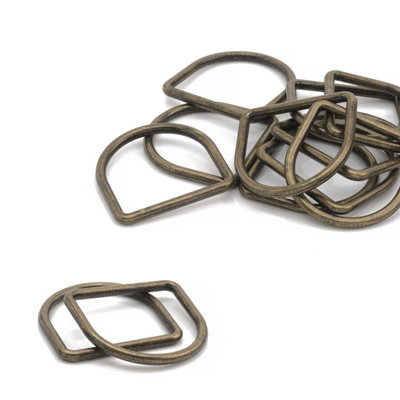 30mm Welded Metal D Ring Buckle for Purse, Pet Collars, Webbing Strap, Bronze - 10pcs